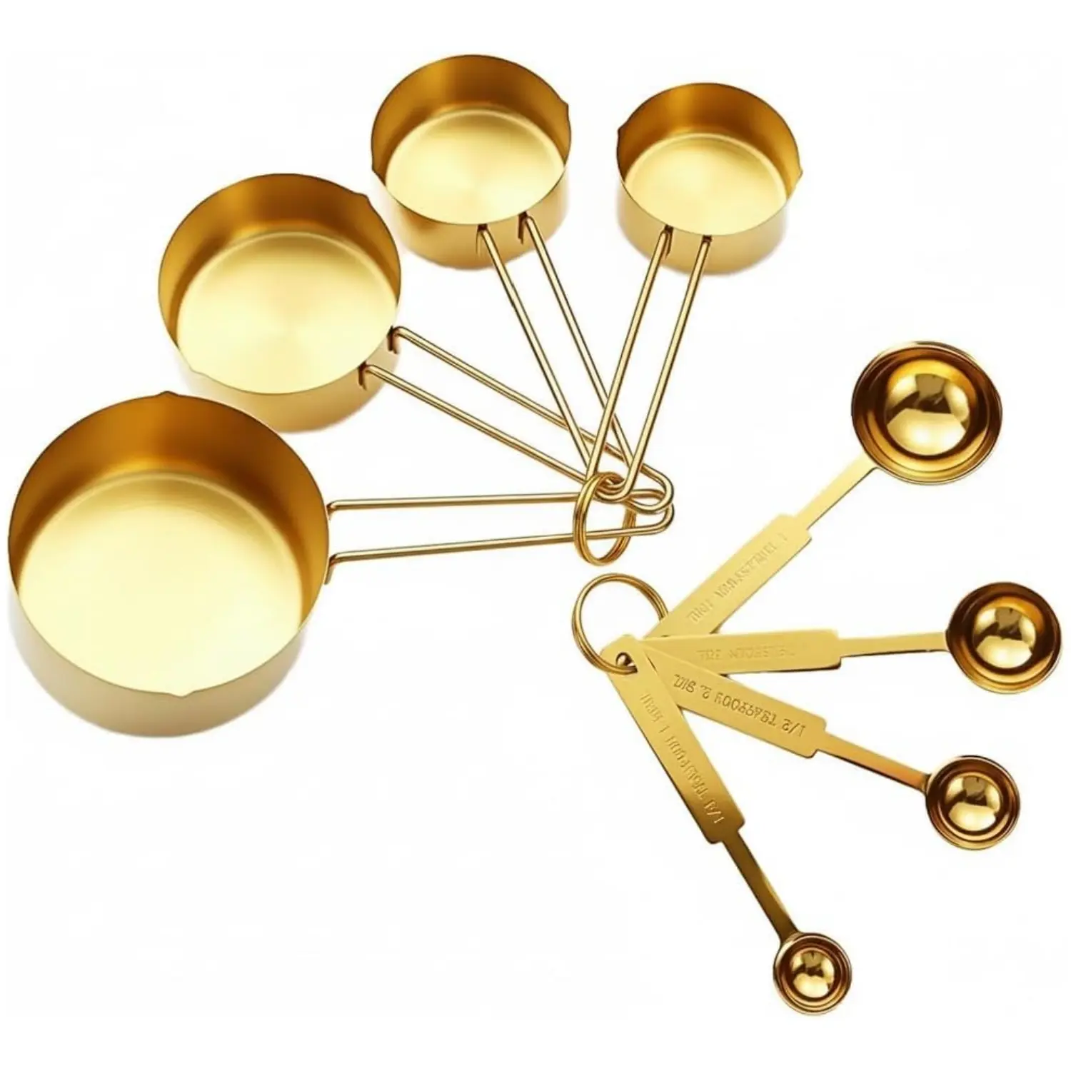 8 Pieces Gold Measuring Cups and Spoons Set, Stainless Steel Measuring Cup and Spoon Set for Baking and Cooking, Stackable Gold Kitchen Measuring Utensils for Dry and Liquid Ingredients