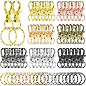 100 count Swivel Clasps Set 50 count Lanyard Snap Hooks with 50 count Key Chain Rings, Lobster  Clip Hooks Lobster Claw Clasps for   DIY (Multicolored)