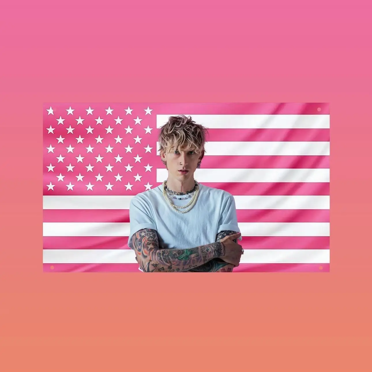 MGK Pink American Flag – Machine Gun Kelly Wall Flag | Pop Punk Aesthetic Dorm Frat Room Decor