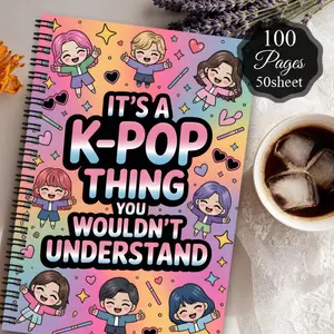 1-Pack K-Pop Themed Notebook Suitable for Women and K-Pop Fans - Spiral-bound with Borderless Pages, Vintage K-Pop Design Journal, K-Pop Idol Planner, Fan Club Planning Notebook Gift, Gift for Music Fans