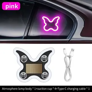 JOYTUTUS Solar Butterfly Car Light, Wireless LED Neon Glow, Eye-Catching Rear Window Decor, No Wiring Needed
