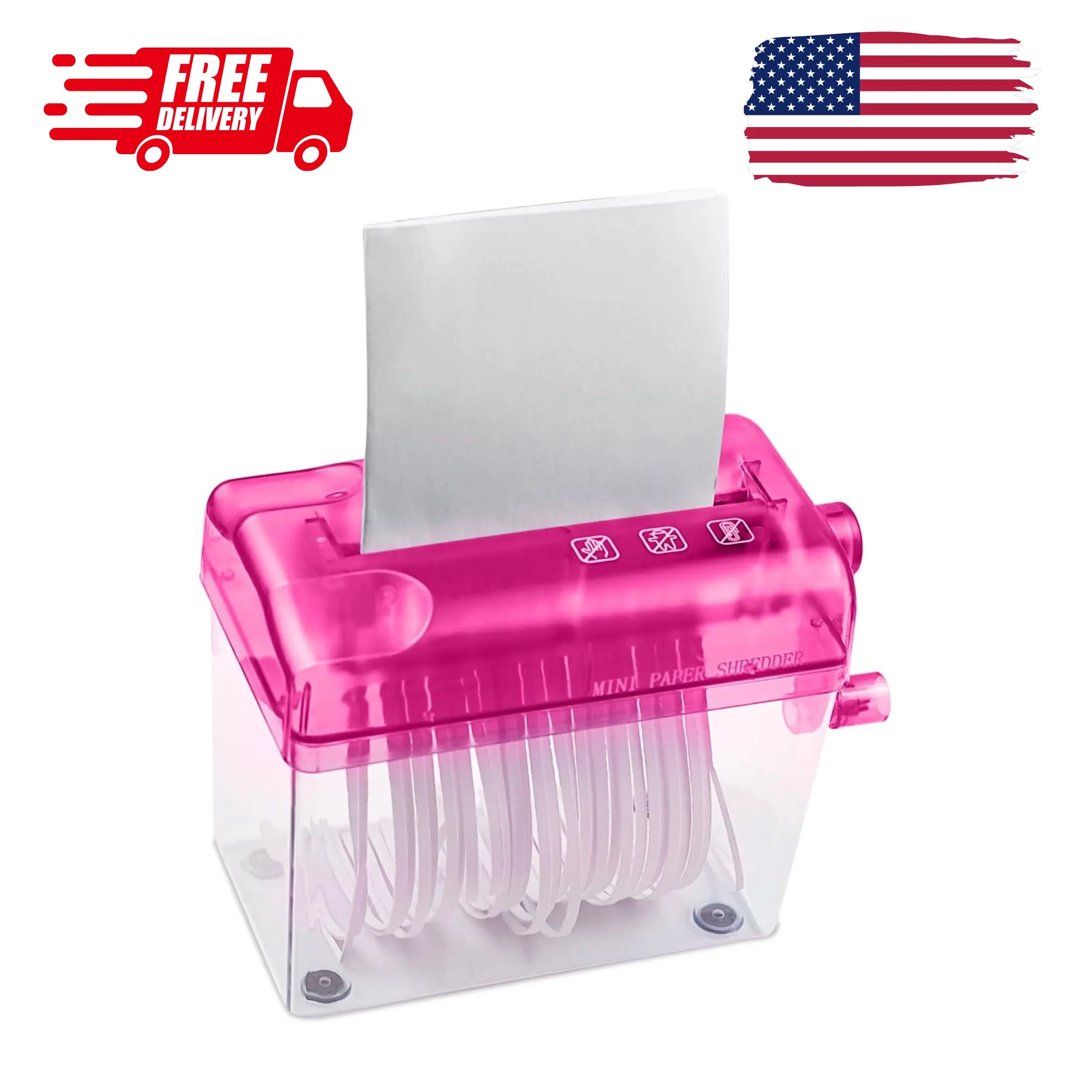 Mini Hand Shredder Portable Paper Shredder for Office Home Red