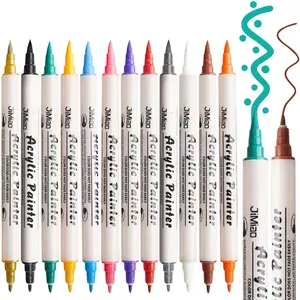 NOLUCK 24 Colors 12 Pack Acrylic Paint Markers, Dual Tip Fine and Brush Tips for Detailed Art, Crafting, Rock Painting, Wood, Glass, Ceramic, and More, DIY Craft Art Supplies for Adult & Kids