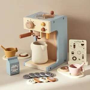 Toy Coffee Maker for babys Wooden babys Coffee Maker Playset for Toddlers Play Kitchen Accessories Gift for Girls and Boys New Year Gifts