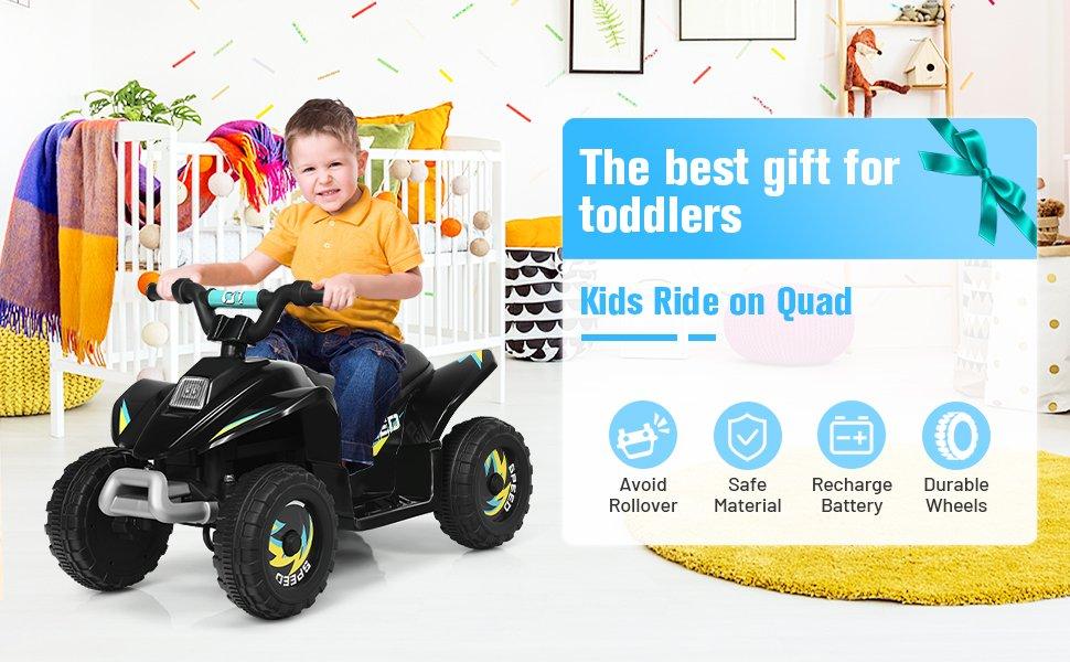 CIPACHO 6V Kids Ride On Electric ATV, Ride Car with 4 Wheels, Ride-On Toy for Toddlers 3-5 Boys & Girls