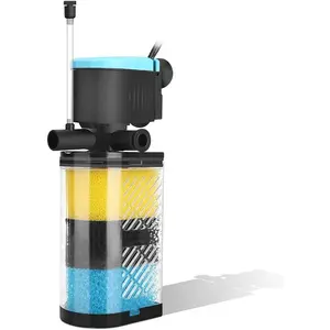 Aquarium Filters - 3-Stage Aquarium Filter in- Filter Internal Filter Fish  Filter Turtle Filter for 40-70 Gallon Fish Tanks with Dual Water Outlet and Aeration