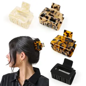 Hair Claw Clips for Women 4 count 2" Small Claw Clips Tortoise Shell Leopard Hair Clips for Thin Thick Hair  Hold Acetate  Clip Nonslip Jaw Clip Hair Accessories