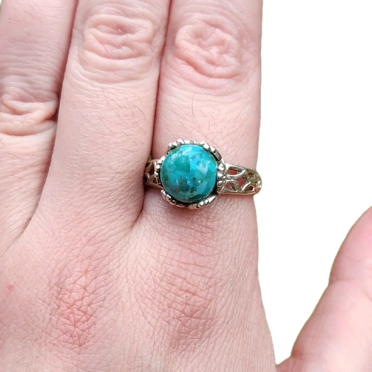 Sterling Silver Chrysocolla Ring with Crown Setting