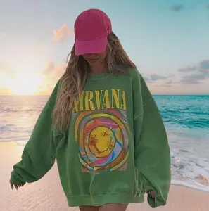 Nirvana Smile Face T-Shirt/Sweatshirt/Hoodie – Preppy 90s Oversized Band Top, Hot Pink Aesthetic Grunge Gift