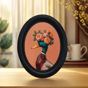Vintage Art Head Duck Decoration, Bird Art, Colorful Crown Pattern Home Decor, Lively Touch, Unique Design, Perfect for Halloween Christmas Thanksgiving Office Wall