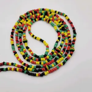 Tha World Isz Mine Waist Beads - Vibrant Rasta Colors for Stylish Waistwear