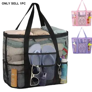 Foldable Large Capacity Beach Bag - w/ Waterproof Phone Pouch & Side Pockets, Lightweight Breathable Nylon (Beach Vacation Essential) Travel Essentials Bag