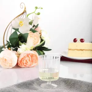 12-Pack Plastic Wine Glasses Clear Short Stem - Durable Disposable Drinkware for Wine 8oz