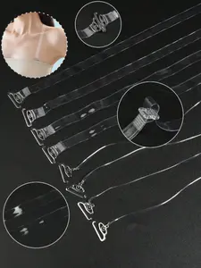 4 Pairs Invisible Transparent Bra Straps, Seamless Clear Straps for Strapless Deep V Dresses, Women's Bra Accessories, Underwear