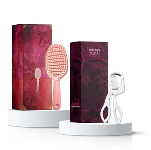 Bime Beauty Complete Eye & Hair Perfection Bundle - Electric Heated Eyelash Curler & Tyche CleanSweep Brush for Fuller Lashes & Healthier Hair - Pink