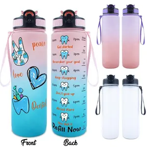 Dental Themed Water Bottle, 1 Count 32oz Sports Water Bottle with Leakproof Design, Drinking Bottle for Home Office School Outdoor Activities