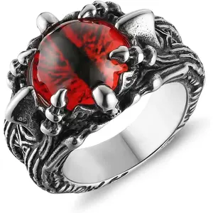 Devil's Eye Ring for Men Biker Stainless Steel Gothic Punk Demon Claw Evil Eye Ring Halloween Jewelry Gift