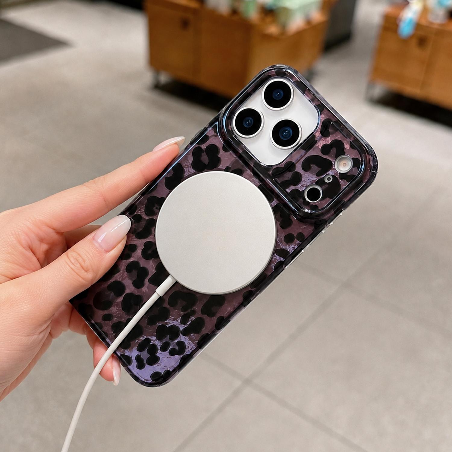 For iPhone 17 16 15 Pro Max Leopard Print Shockproof Cute Luxury Bling Sparkle Translucent Clear Vintage Cheetah Print Silicone Phone Case for Girls Women