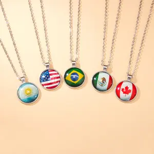 Football Flag Necklace Argentina Brazil Usa Mexico Canada, Pendant Jewelry for Fans, Sports Accessories, Unique Gift Idea
