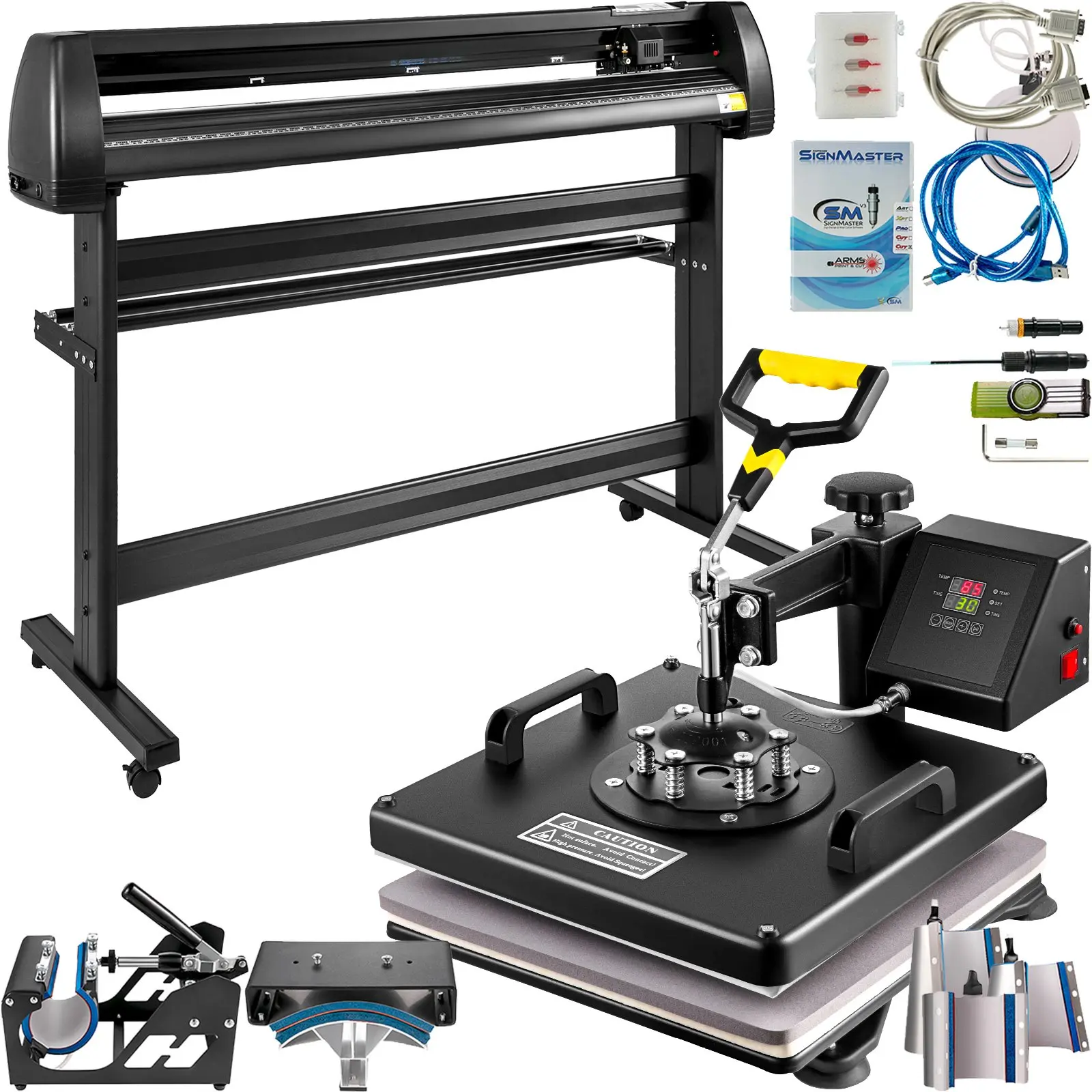 VEVOR 8-in-1 Heat Press Sublimation Machine with 53 Vinyl Cutter Cutting Plotter, 360° Swing, 360 Rotation, 1400W, 1x Hat Press, 24/7 Attentive Service