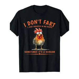 Funny "I Don't Fart I Just Whisper In My Pants" Chicken Graphic T-Shirt - Humorous Crew Neck Short Sleeve Tee for Men & Women, Casual Comfortable Unisex Top for Parties, Halloween, Casual Attire - All-Season Funny Gift Idea Crewneck Tshirt