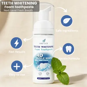 Halo Code  White Foam Toothpaste for Adults - Effective Oral Care, Instant Brightening, 12-Hour Fresh Breath, Removes Coffee & Wine Stains, 60ml natural whitening health gentle mint snow removal cleaning whiter smile xylitol strips improves