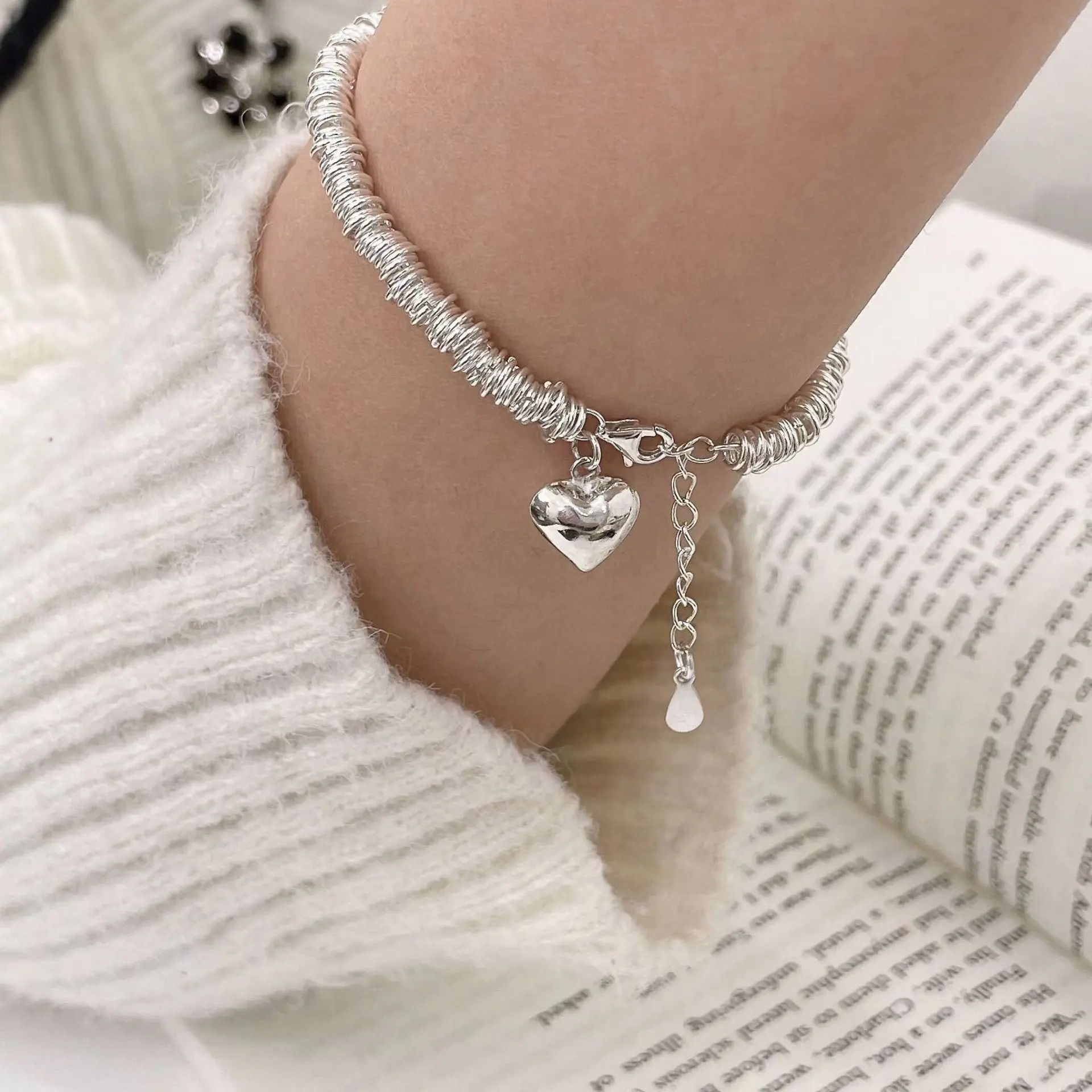 Niche design love bracelet female fashion personality simple multi-ring peach heart pendant jewelry