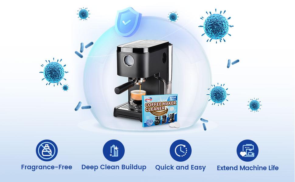 [buy 2 get 1 free] Coffee Machine Cleaner Descaler Tablets - 24 Pack, Deep Cleaning and Descaling for All Coffee Makers , Coffee Maker Pot Descaling & Cleaning Tabs, Descale Drip Coffe And Espresso Machines clean concentrate