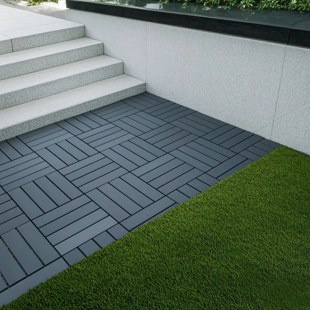 Plastic Interlocking Deck Tiles,44 Pack Patio Deck Tiles,12"x12" Square Waterproof Outdoor All Weather Use, Patio Decking Tiles