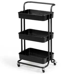 Modern 3-Tier Utility Cart Storage Rolling Cart with Casters