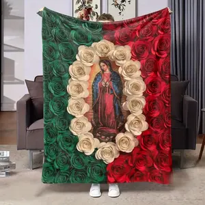 Virgin Mary Print Flannel Throw Blanket - Cozy Fuzzy Plush, Multi-Purpose for Sofa Bedroom Dorm Couch Office Outdoor Home Gift for Men Women Adults