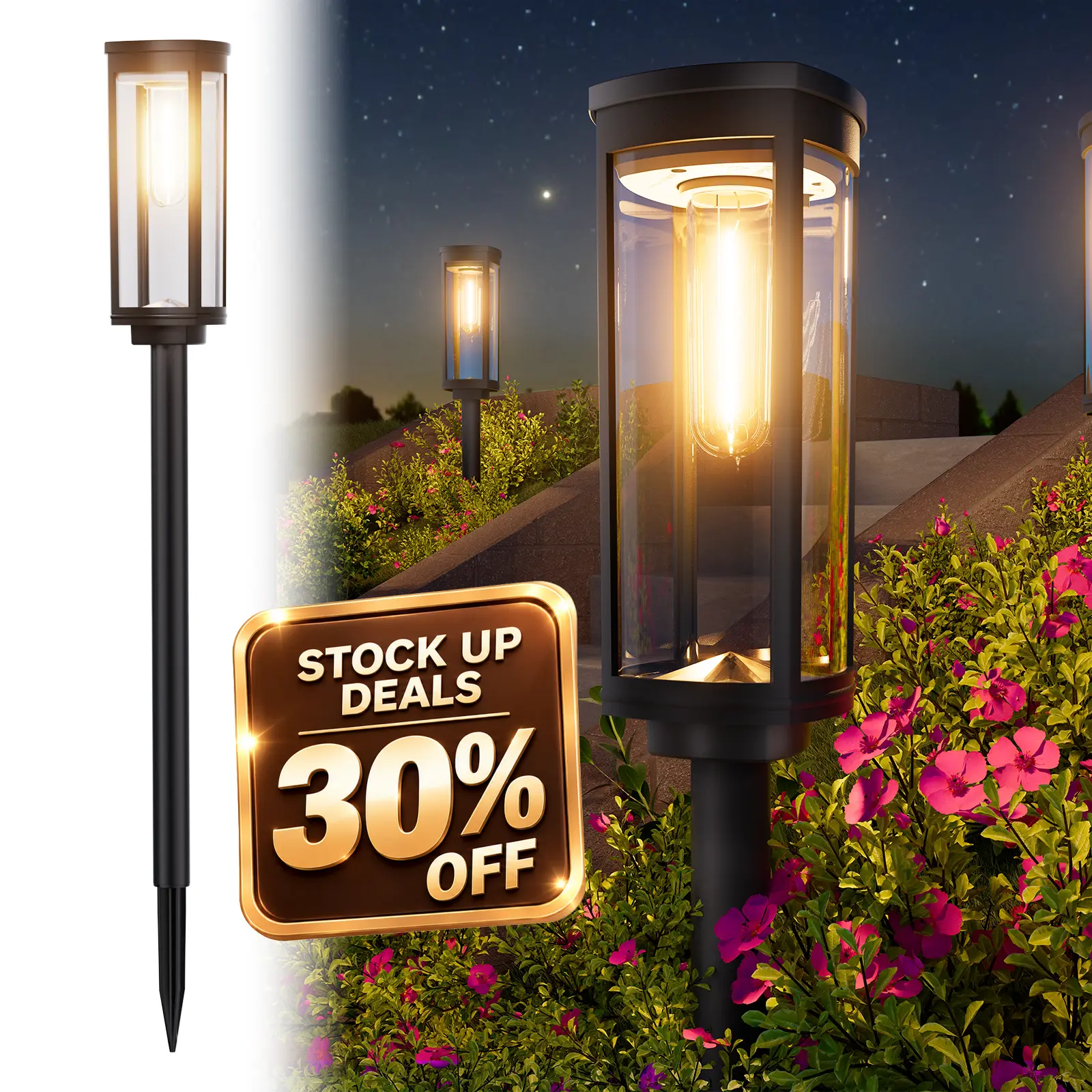Solar Outdoor Lights,Elegant Solar Pathway Lights ModernLuxury I Easy Installation, Auto On/Off & IP65 Waterproof IFor Garden, easiestgardenmakeover,Yard & Driveway, SolarOutdoor Lights, Solar Lights,Outdoor BackyardLight,summergarden