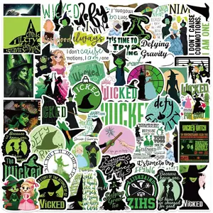 Witch Pattern Sticker, 50pcs/set Waterproof Self Adhesive Decor Paper, Decor Sticker for Gift Greeting Card Water Bottle Laptop Phone