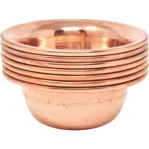 Brass Copper Offering Bowl Set of 7 Tibetan Buddhist Alar Supplies for Meditation Yoga Burning Incense Ritual Smudging Decoration 3.25 Inches Copper Tone