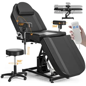 Tattoo Chair Bed for Client with Storage Trays Stool Facial Bed Esthetician Bed Chair