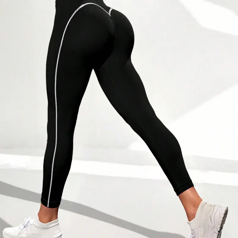 High Waist Women's Striped Letter Sporty Yoga Pants, Fitness Pants, High Waists Leggings, Tight-Fitting Exercise Trousers for All Seasons, High Waisted Sportswear, Butt-Lifting Activewear