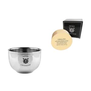 Henry Cavendish® Himalaya Shave Kit with - Shave Soap with Shea Butter & Coconut Oil. Long Lasting 3.8 oz Puck Refill, plus Gentleman's Stainless Steel Shave Soap Bowl.