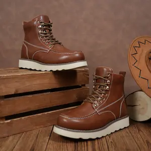 【NewArrival】Eleet Men's Boots - Lace Up Soft Toe Slip Resistant, Square Toe Chunky Heel Ankle Cowboy Boots, Comfortable Daily Wear Ankle Boots, Retro Classic Short Botas Walking Shoes