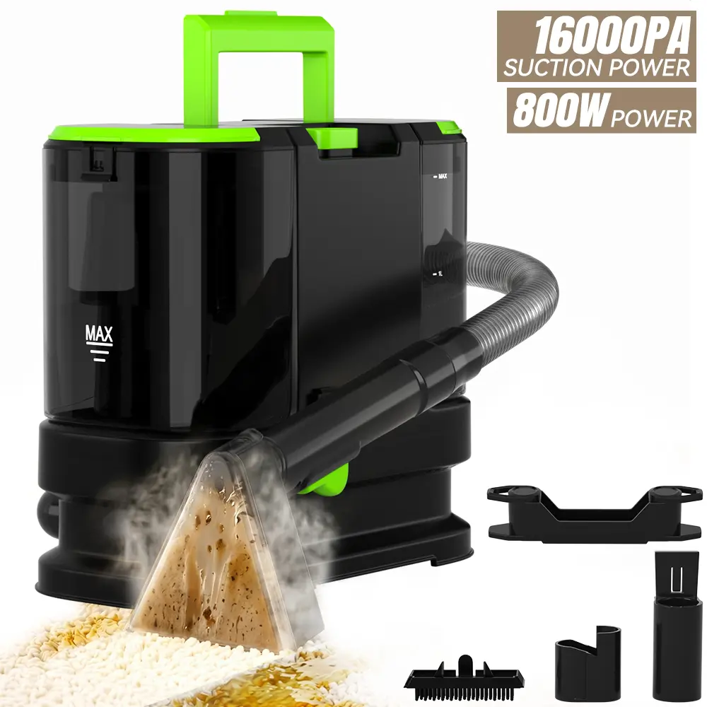 Portable Carpet Cleaner Machine - Dual Tank, 16000pa Suction, 3-Step Deep Clean for Pets & Cars