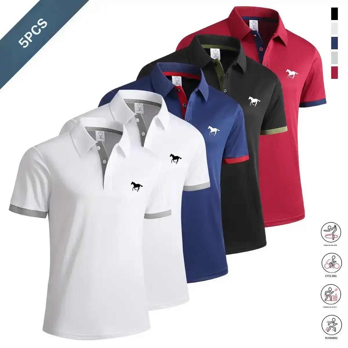 White + White + Dark Navy Blue + Black + Burgundy