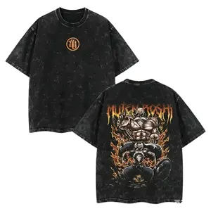 Men's DBZ Inspired Warrior Power Muten Roshi Vintage Washed Oversize Baggy Loose Short-Sleeve Casual Graphic T-Shirt, Saiyan Streetwear Menswear Top