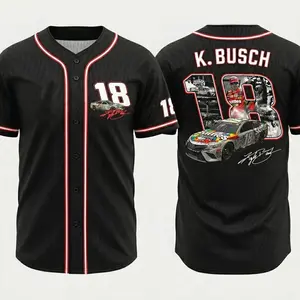 Kyle Busch Motorsports Jersey Shirt, NASCAR Racing Button Up, KBM Team Baseball Jersey, 3D Motorsport Apparel, Racing Fan Gift Streetwear