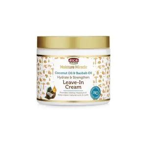 African Pride Moisture Miracle Coconut Oil and Baobab Oil Leave-In Cream 15 oz Hydrate Daily Smooth Haircare