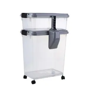 Large Capacity Stackable Dog Food Container Set (10L+30L) - Rolling Storage with Wheels, Airtight & Pest-Proof | Keep Kibble Fresh & Organized