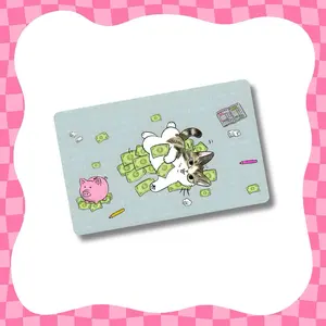 Cute Cat with Money Card Skin - Premium Vinyl Sticker, Water Resistant, Available in Small Chip & No Chip Options, Long Lasting Design