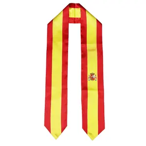 Spain Flag Graduation Stole, Sash, Spanish, Scarf, Gift, Students, High Quality, School, College, Scarves, Adults, Men and Women, Satin