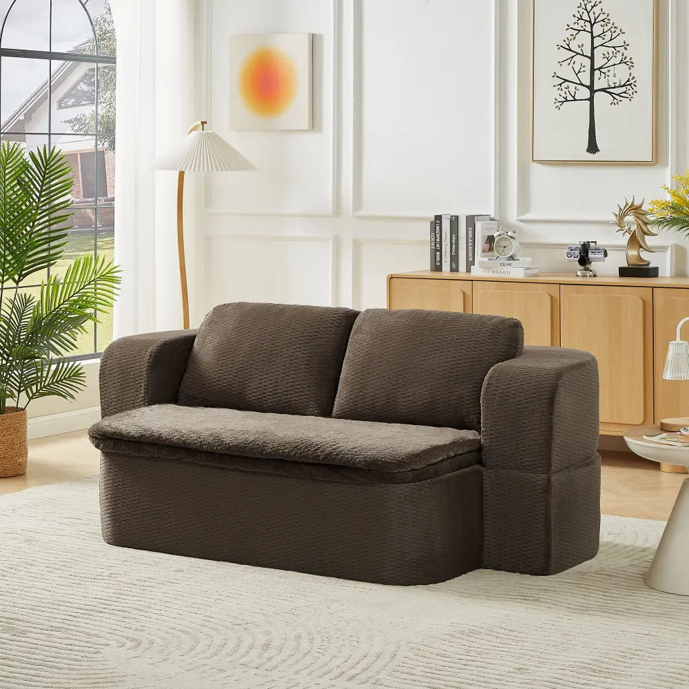 Convertible Sleeper Sofa Bed, 3-in-1 Folding Futon Couch with Memory Foam Mattress for Small Space, Guest Bed for Living Room, Apartment, Dorm