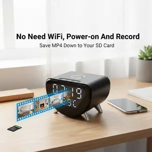 5-in-1 Multifunctional: Wireless Phone Charger, Clock, Alarm, Room Thermometer, Remote Real-Time Viewing, Local Storage, Motion Detection, Home Office Hotel Use, Smart Home Companion