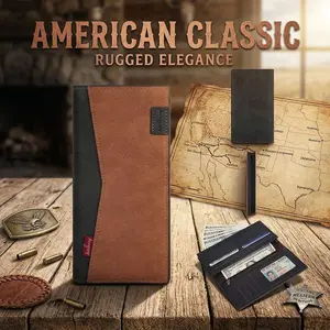 Vintage Men's Wallet, Slim RFID Leather Wallet with Zipper Pocket, Multi Card Holder, Thin Bifold Cash Wallet for Daily Use