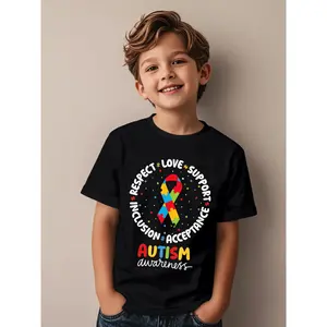 Autism Awareness Respect Love Support Acceptance Inclusion Novelty Awesome Graphic Kid T-Shirt Cute Kid T Shirts Trendy Cool Tees Tops for Kid